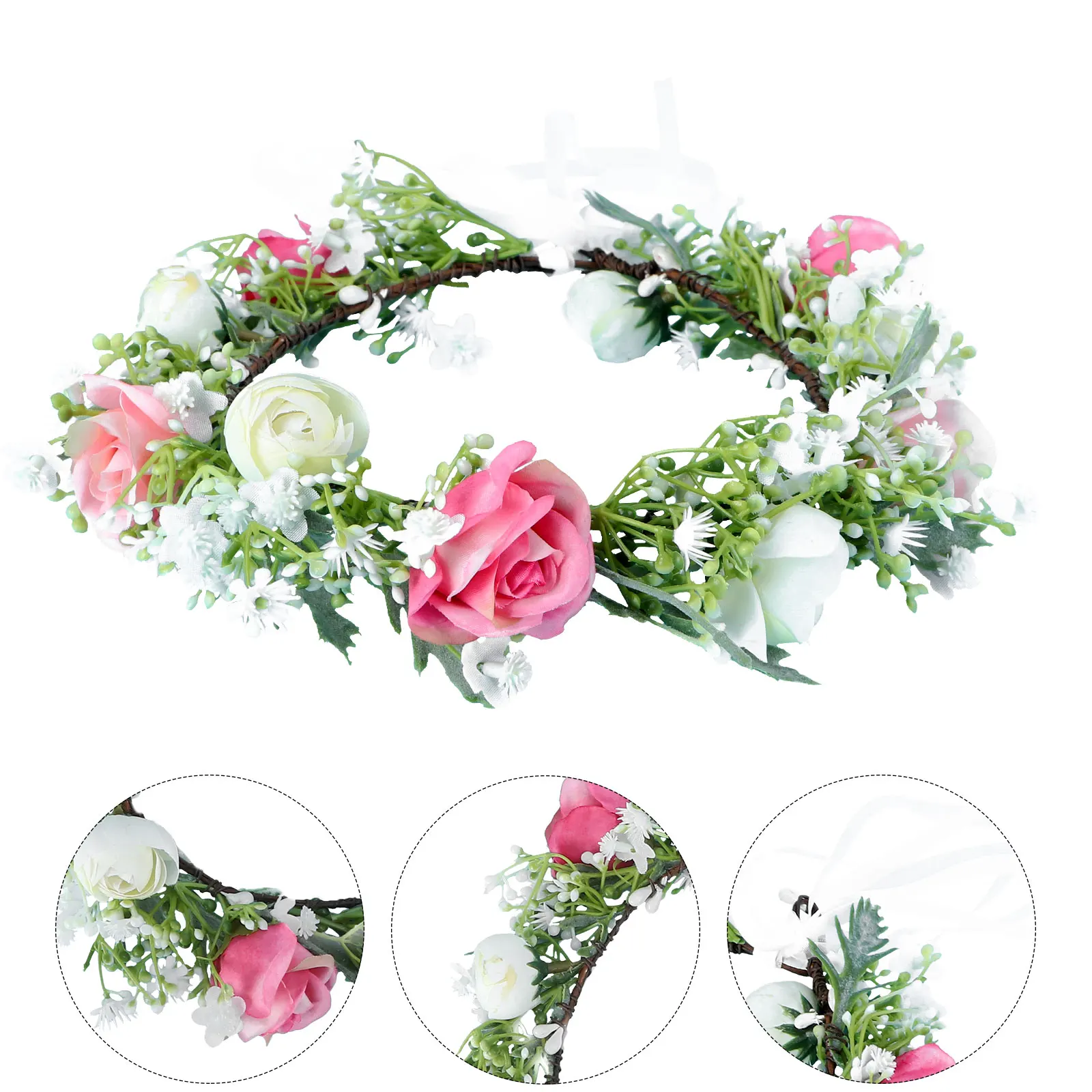 

1Pc Fashionable Rose Floral Hairband Bridal Accessory Ideal For Weddings Festivals Photography