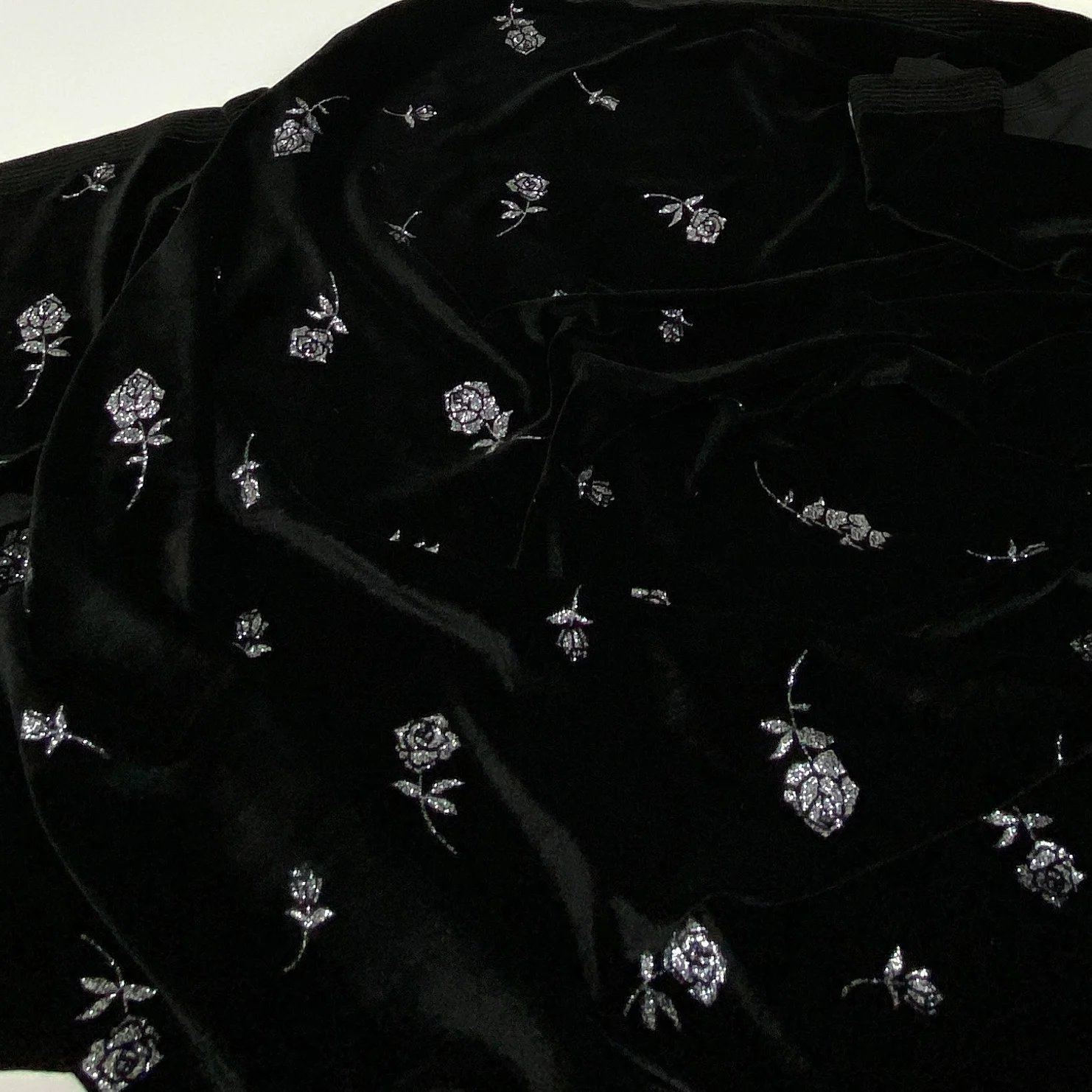 Black Rose Gold Velvet Fabric Bronzing Process Soft Cloth Women\'s Clothing Skirt Handmade Fabric Diy curtain slipcover