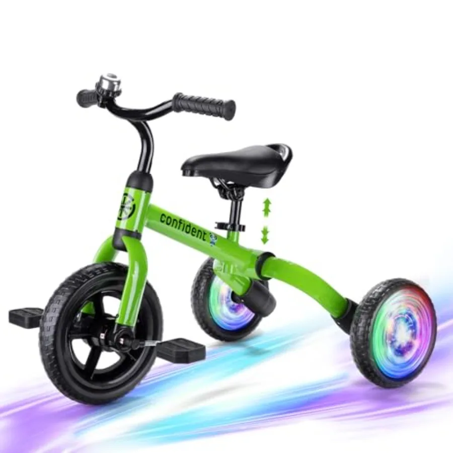 3 in 1 Folding Balance Bike for Toddlers Age 2-5 Years Old Green Ride-on Toy with Adjustable Seat and Removable Pedals Lightwei