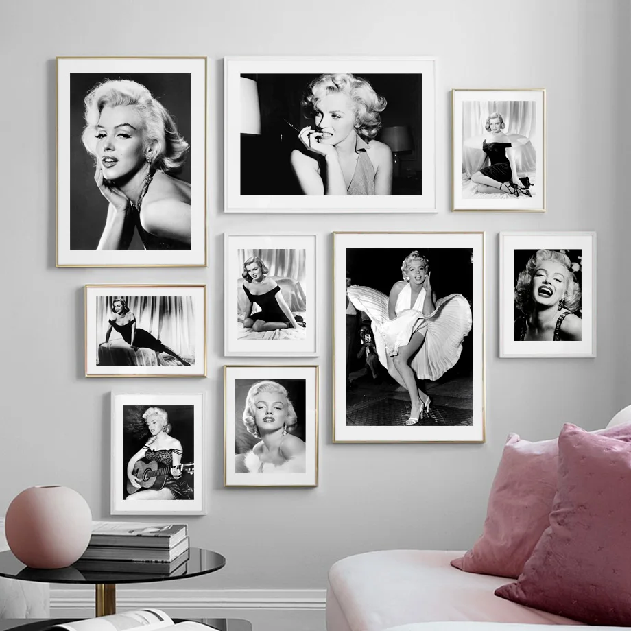 Wall Art Canvas Painting Black White Hollywood Movie Star Nordic Posters And Prints Vintage Wall Pictures For Living Room Decor