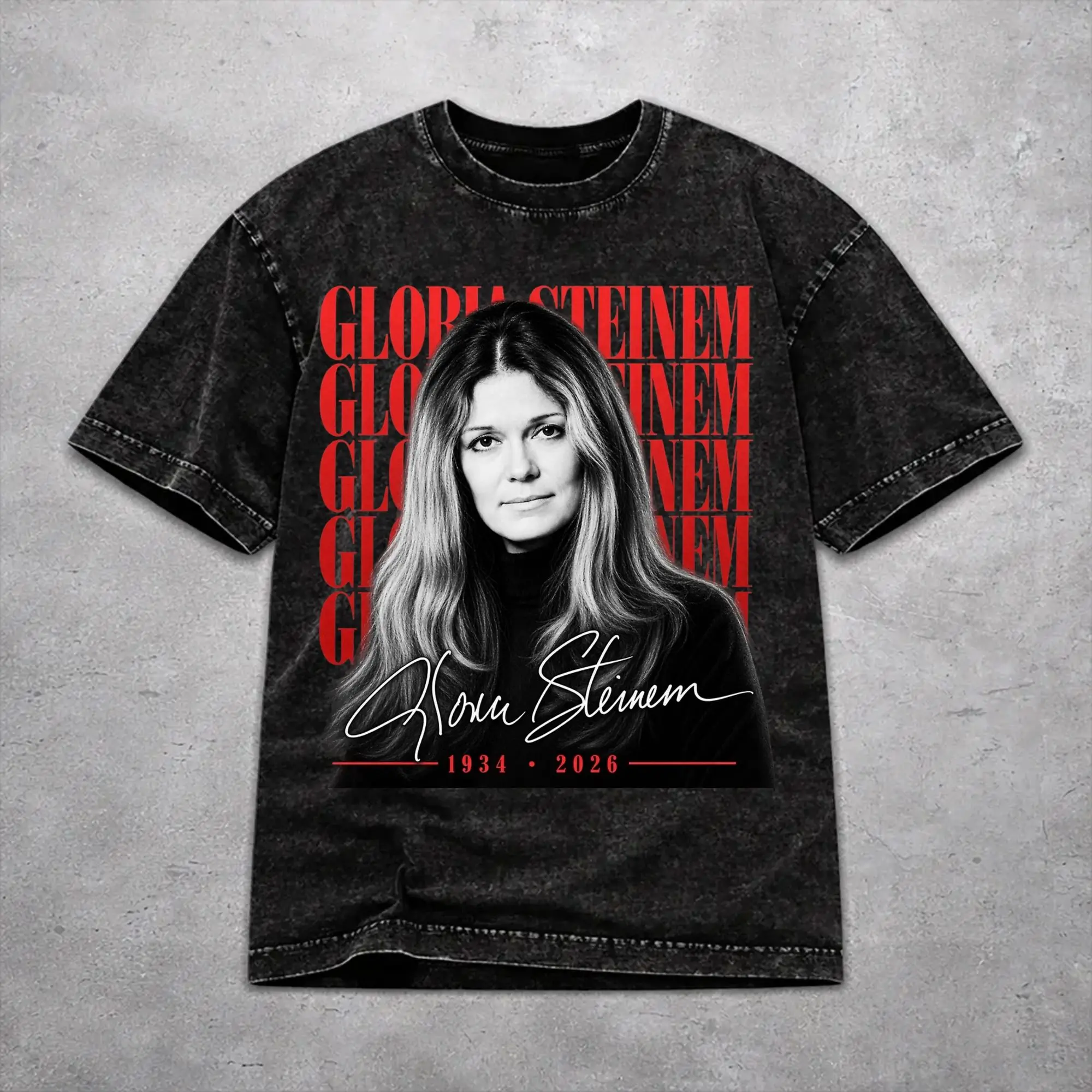 Casual Women Men RIP Gloria Steinem  Tee Shirt Cotton Washed  T Shirts Tops