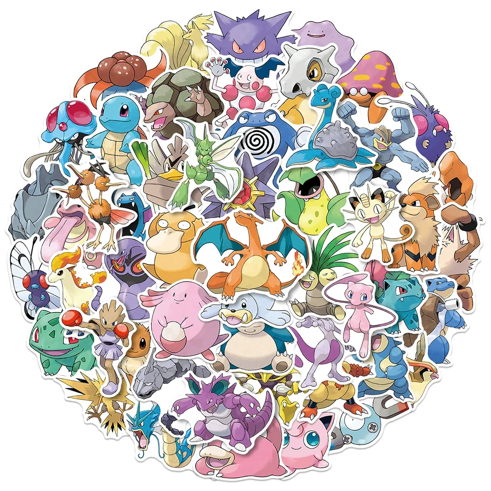 10/30/60pcs Kawaii Anime Pokemon Stickers Charmander Pikachu Decals DIY Laptop Luggage Phone Cute Cartoon Sticker Toy Gift
