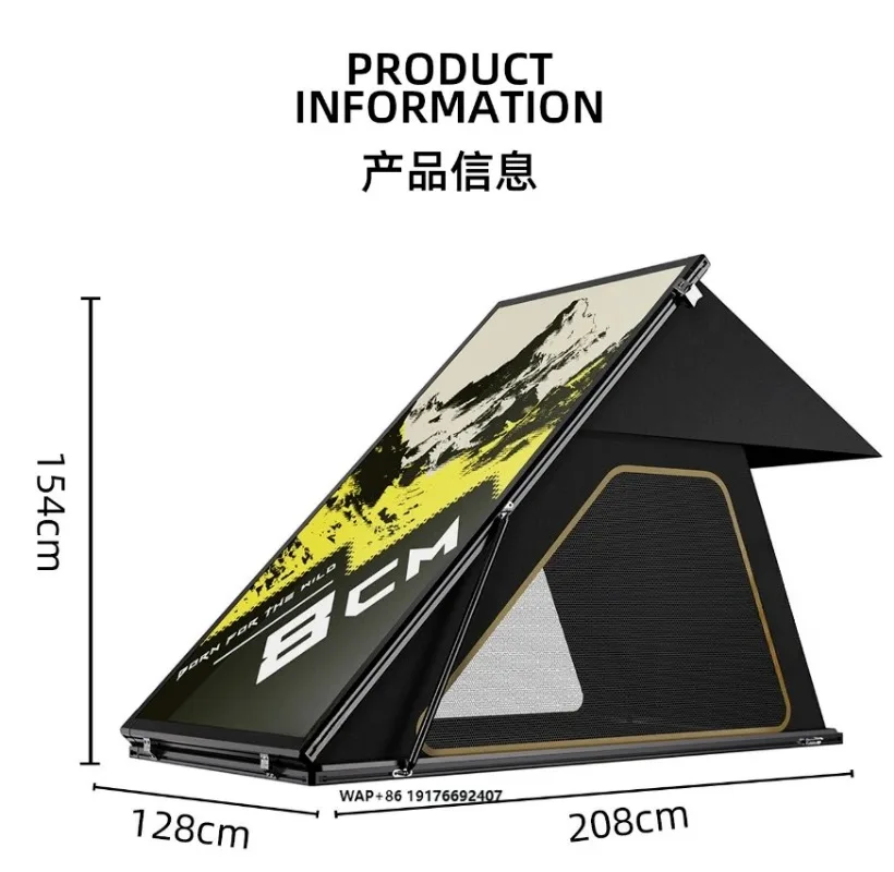 Ultra-thin Double Camping Roof Tent, Waterproof Aluminum Triangle Hard Shell Car Roof Tent