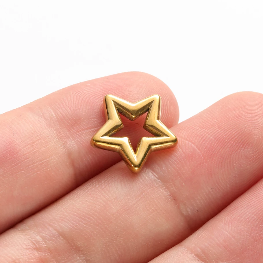 5 Stück Glücksbringer-Anhänger aus Edelstahl mit Mädchen, Stern und Schleife für die Schmuckherstellung, niedliche Anhänger für Halsketten und Armbänder – Detail 8