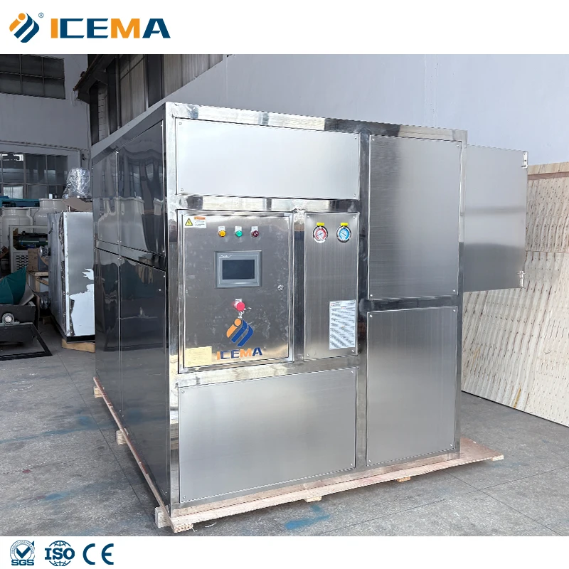 ICEMA Industrial 3 Ton Daily Ice Maker Machine 100kg Ice Storage Capacity With 110V Compressor And Motor Fabricadora De Hielo