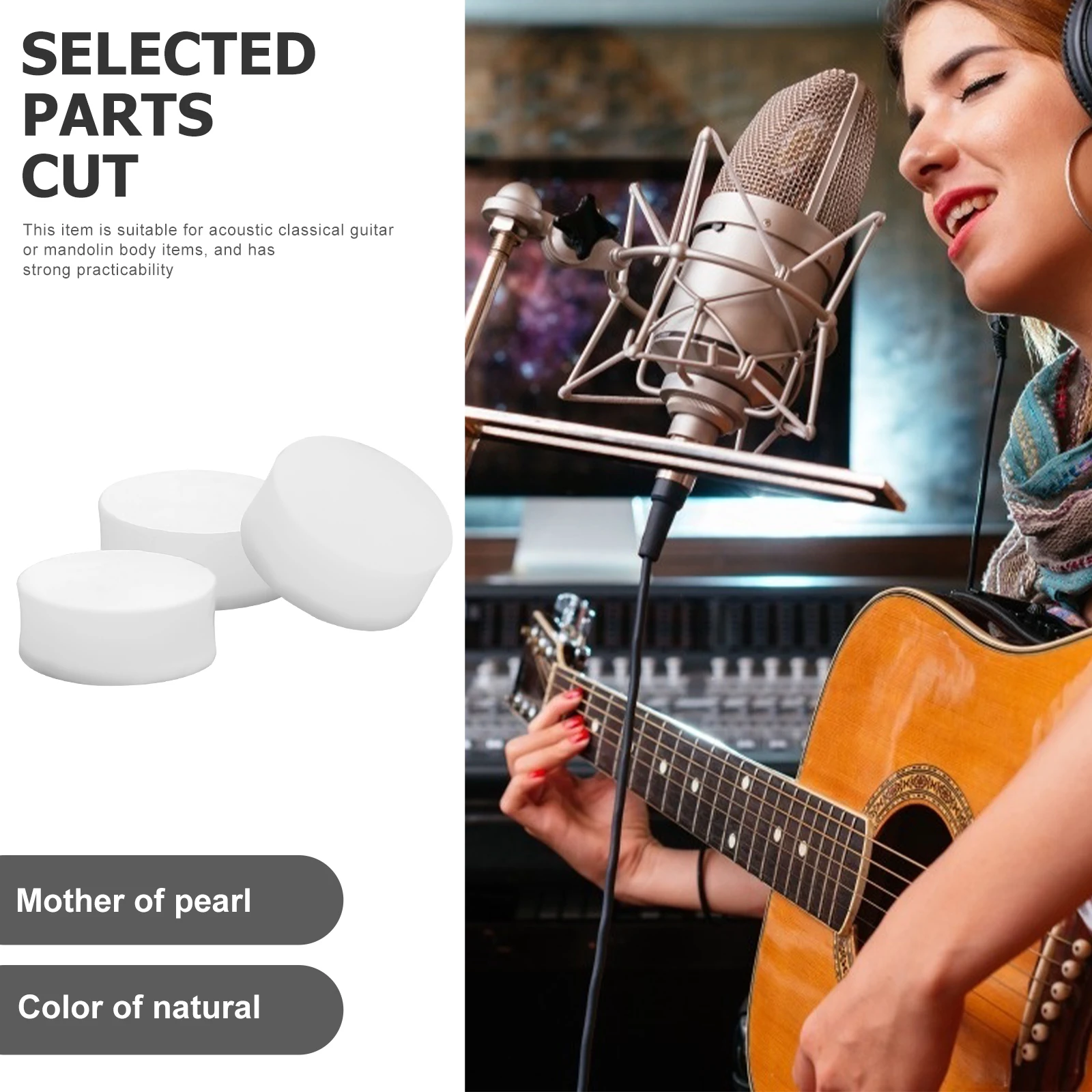 

20Pcs Shell Binding Inlay Dot Points Natural Color Round for Acoustic Classical Guitar Fingerboard and Mandolin