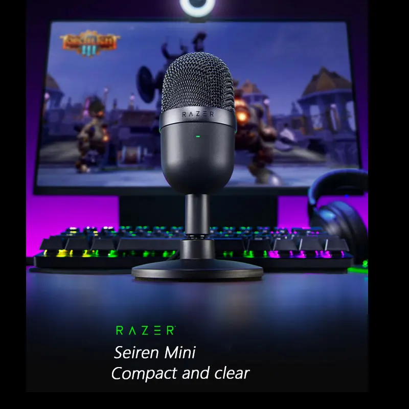 Razer-Seiren Mini USB Condenser Microphone, Ultra-Compact, Streaming, Supercardioid Pickup Pattern,