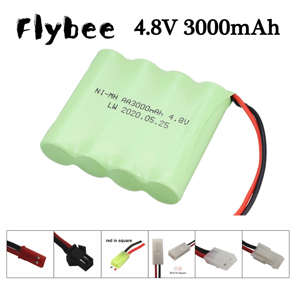 

NIMH Battery 4.8V 3000mAh For Rc toys Cars Tanks Truck Robots Boats Guns AA Ni-MH 4.8v Battery Pack SM/JST/EL-2P/Tamiya Plug