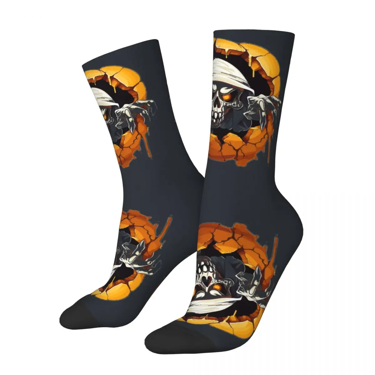 Happy Sinister Skeleton Halloween Men's Socks Retro Harajuku men's motorcycle Novelty Pattern Crew Crazy Sock official-website