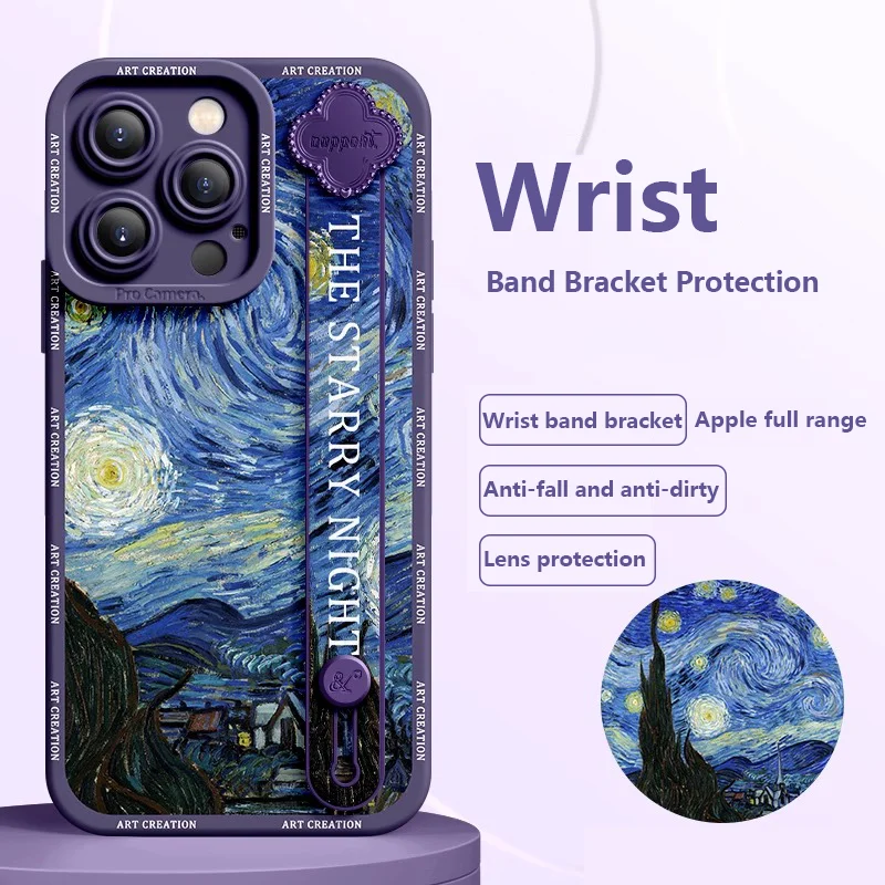 Luxurious Wrist Band Bracket Phone Case Applicable Iphone16 11 12 13 14  15 Pro Max Mini 7 8 Plus Xr Xs Max Anti-fall Silicone S