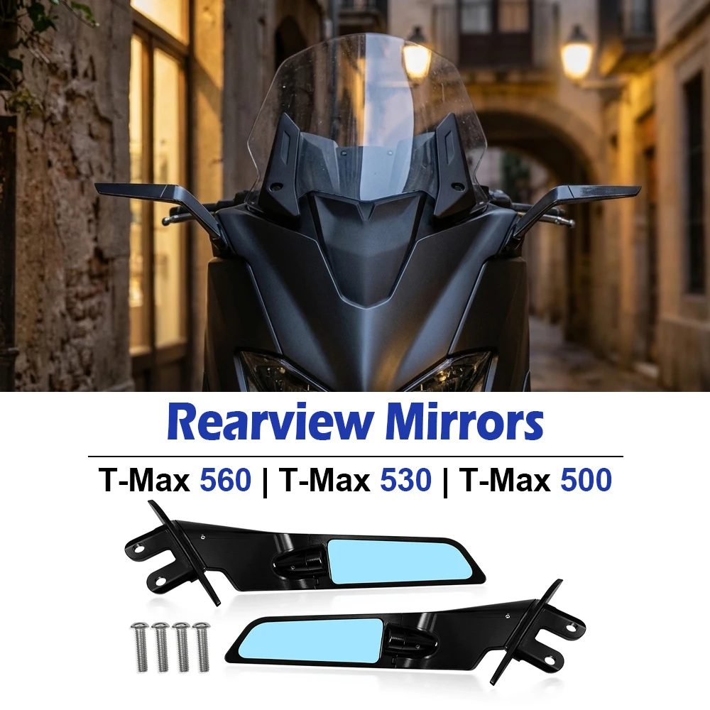 For T-MAX530 2012-2019 T-MAX500 2004-2012 T-MAX560 2020 Adjustable Rearview Mirror Sports Winglet Mirrors TMAX T-MAX 530 500 560