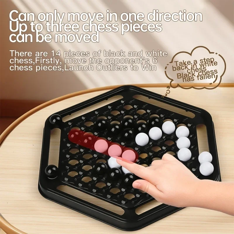 Push hard Chess Set - Family Children's Strategy Train Black White Board Toys Interactive Logic Game for Parent-Child Engagement