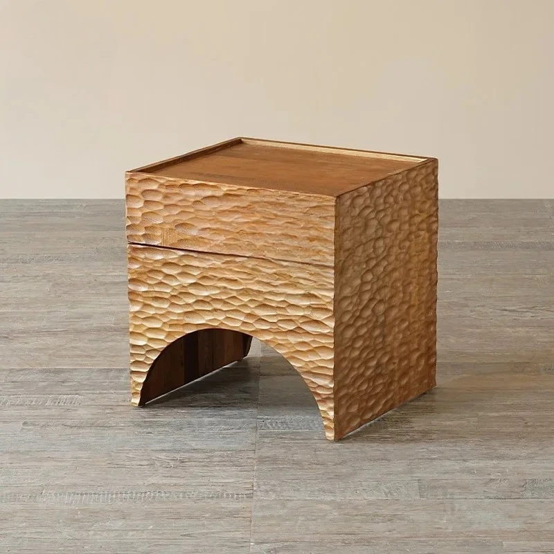 Y Wabi Stillwind  solid wood relief bedside locker, Italian minimalist hotel display cabinet