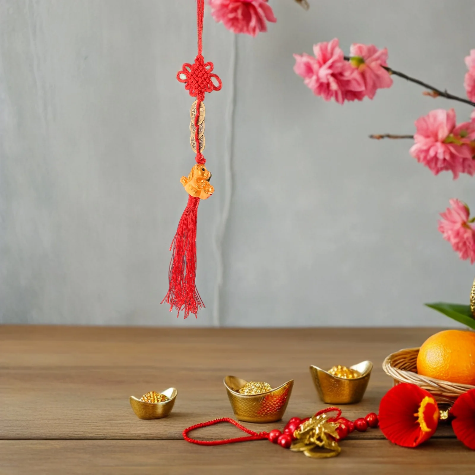 4 шт., китайский кулон Lucky Horse, фэншуй, пять императорских монет, амулет для автомобиля, дома, офиса, весеннего фестиваля, украшение, удача