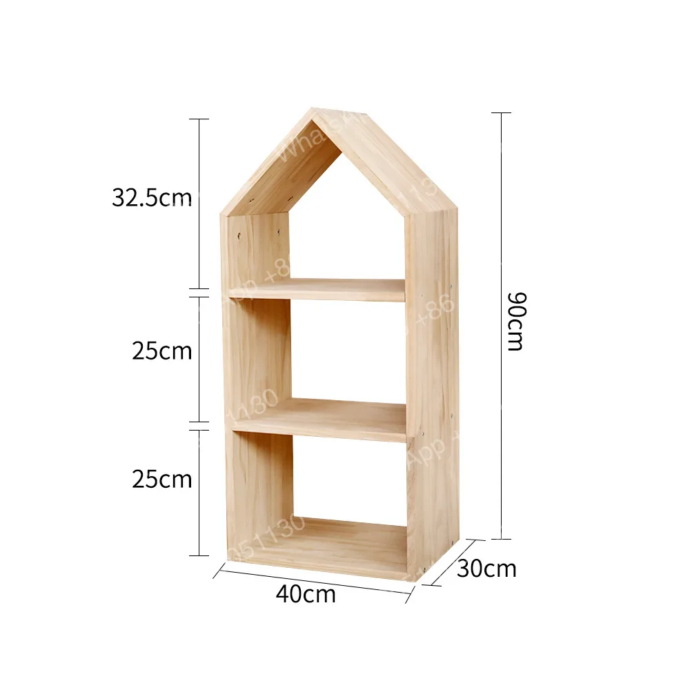 Bookshelf House Modeling Children's Furniture Set Bookshelf Bookcase Solid Wood Bookshelf Toy Storage Rack Cabinet