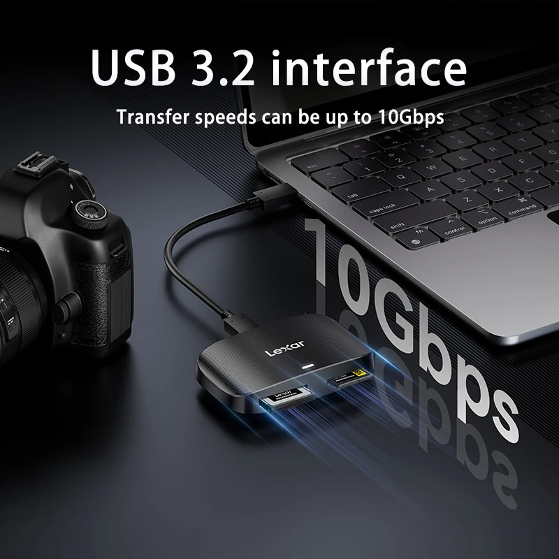 Lexar USB 3.1 Type-B ของแท้ RW520เครื่องอ่านการ์ดความเร็วสูงเข้ากันได้กับการ์ดรีดเดอร์ SD เครื่องอ่านการ์ดไมโคร SD HD 8K เครื่องอ่านการ์ดการ์ดความจำ