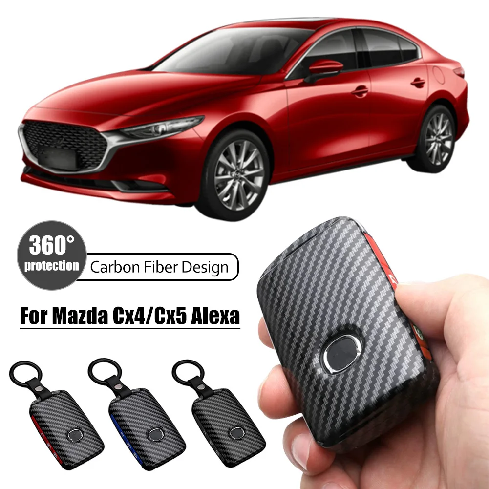 Funda de silicona y fibra de carbono para llave de coche, accesorio para Mazda 3, Alexa, CX-30, CX30, CX5, CX 5, CX-5, CX8, CX9, CX4, 2019, 2020