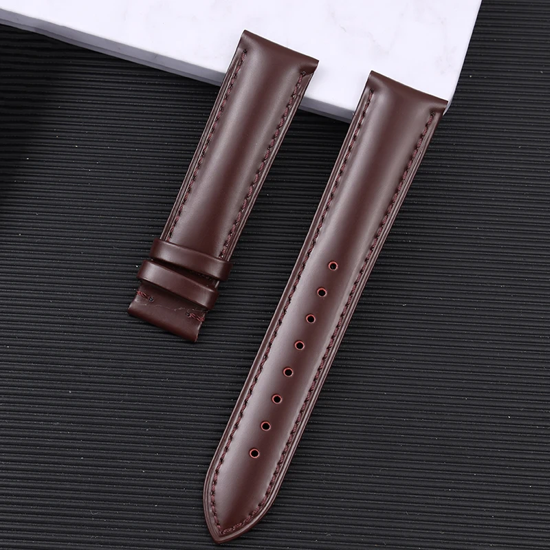 สายนาฬิกาหนังวัวแท้แบบปลดเร็ว เงางาม หนังรัดข้อมือแบบสากลสำหรับ Huawei Samsung ขนาด 20/22 มม. มีสินค้าในสต็อก