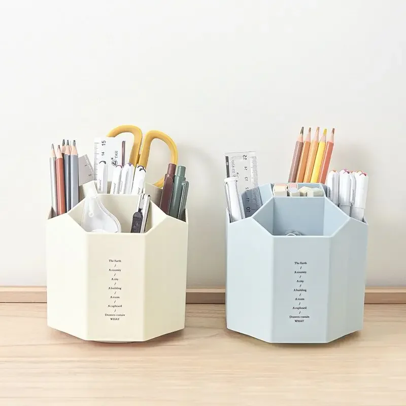 Five-grid Large-capacity Rotary Pen Holder, Modern and Simple, Desk Stationery for Student Offices, Desk Storage Supplies.