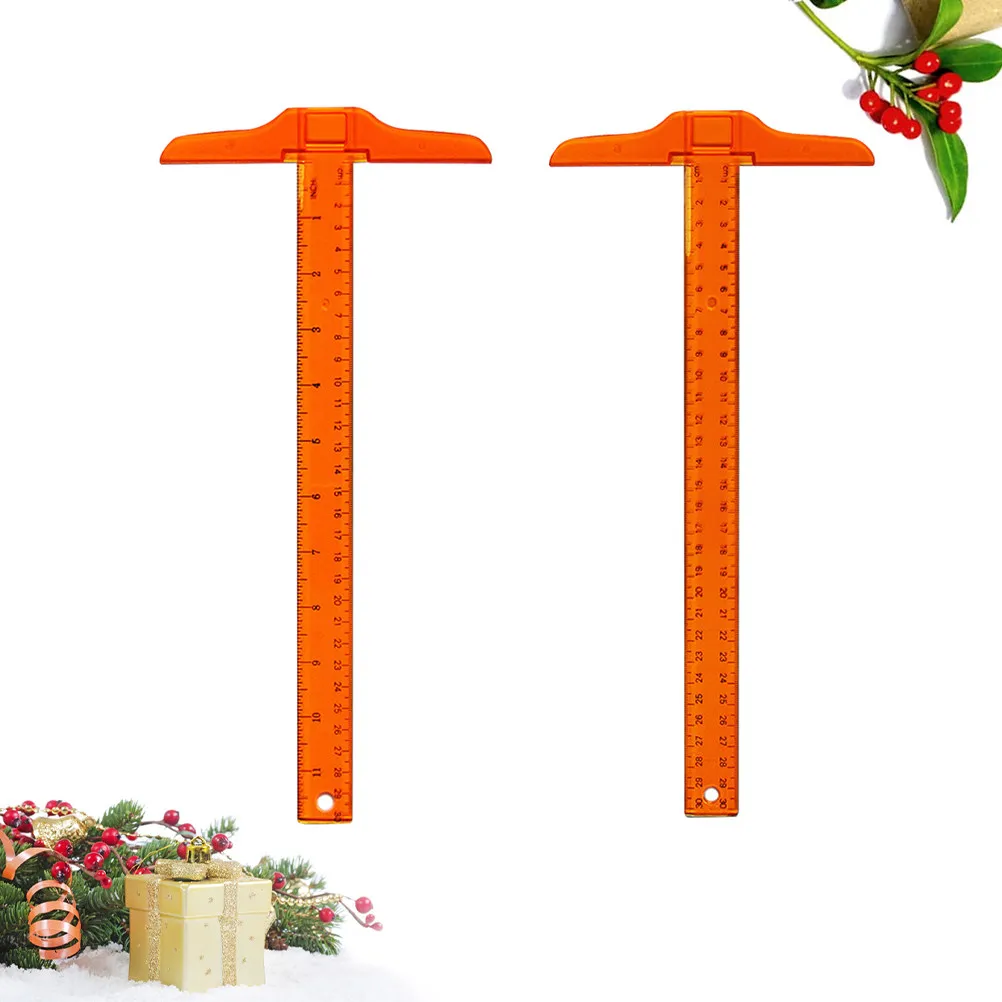 2Pcs 30Cm T-Square Ruler Plastic Double Scale Precision Drafting Tool for Technical Drawing Scrapbooking Framing Layout DIY