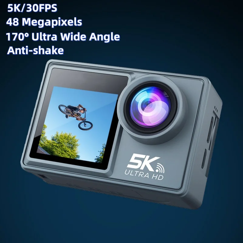 

5K Action Camera 5K/30FPS Dual Screen IPS Touch LCD WiFi 170° 30M Waterproof Anti-shake Sports Camera Video Action Cameras 5K