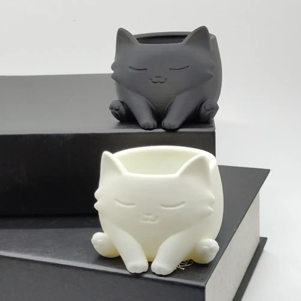 Desktop Storage Cute Cat Shaped Mini Succulent Planter Tabletop Green Plant Storage Decor Pot For Home Desktop Ornament