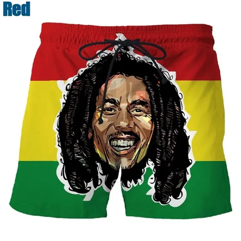 Bob Marley Men's Shorts Rock Beach Shorts 3D Printed Swim Trunks New Fashion Men's Shorts Summer Oversized Men's Clothing