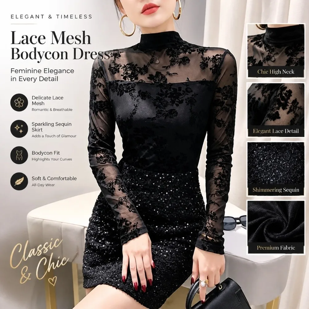 Floral Print Mesh Blouse Semi‑Sheer Mesh Slim Fit Lace Top Stretchy Fabric Fleece Lined Option Women Base Top Office Wear