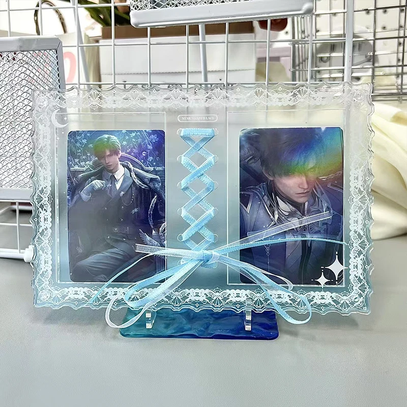 

Japanese Acrylic Photo Frame Photocard Holder Bow Ribbon Lace Kpop Card Display Stand Picture Protector Game Card Holder Desktop