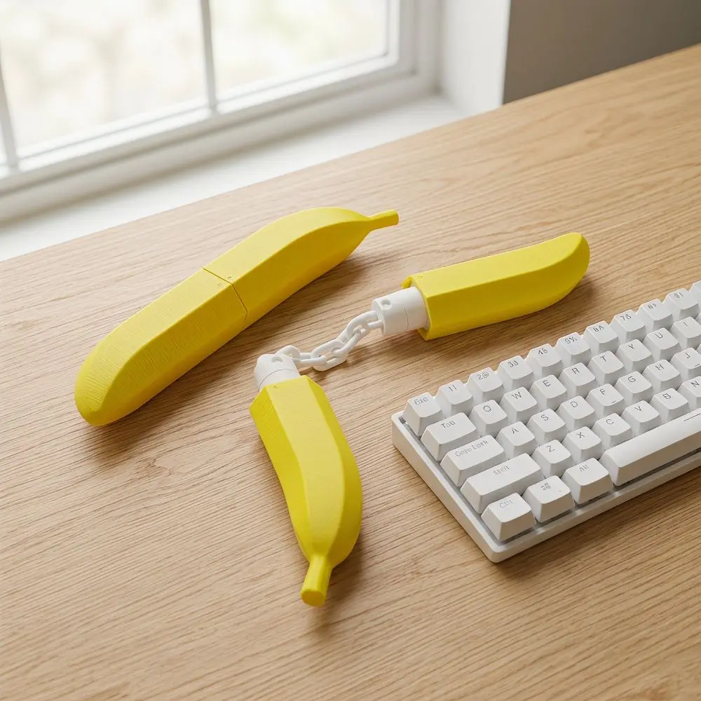 Safe Creative Banana Nunchucks 3D Printed Simulation Fruit Thumb Chucks Realistic Lightweight Banana Folding Educational