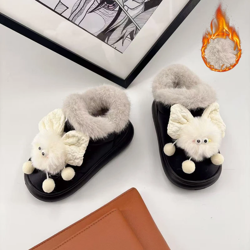 

Children Ankle Boots with Cute Toys Kids Snow Boots Soft Bottom Round Toes 2025 Winter New Boys Girls Short Boots Warm Plush