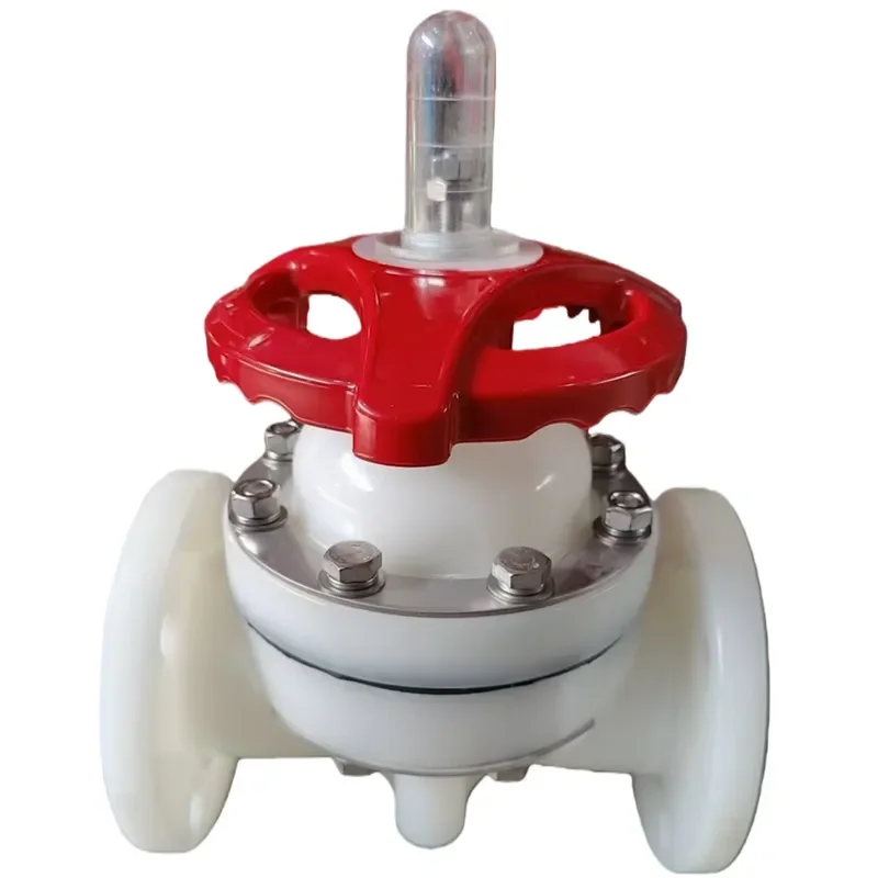 Manual Handwheel Diaphragm Type PTFE + EPDM Plastic Acid Low Temperature ANSI 150LB Flange Ends PVDF Valve 1 in Port Size