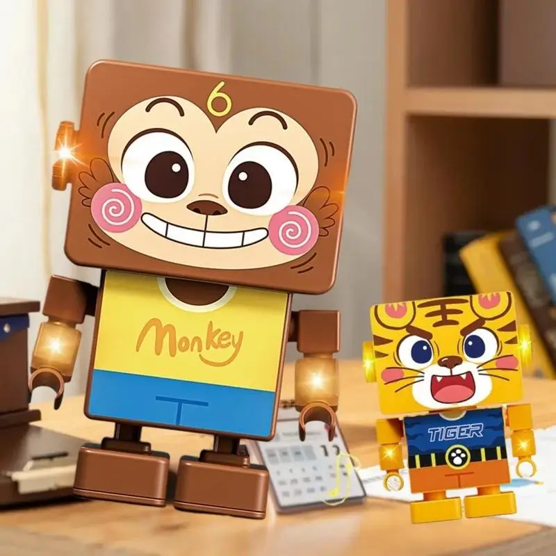 Unieke vorm 2 versnellingsschakelaars Kinderspeelgoed voor 3+ dansende beer Aap Tijger: 1 stuks met verlichtende en dansende robotmodus