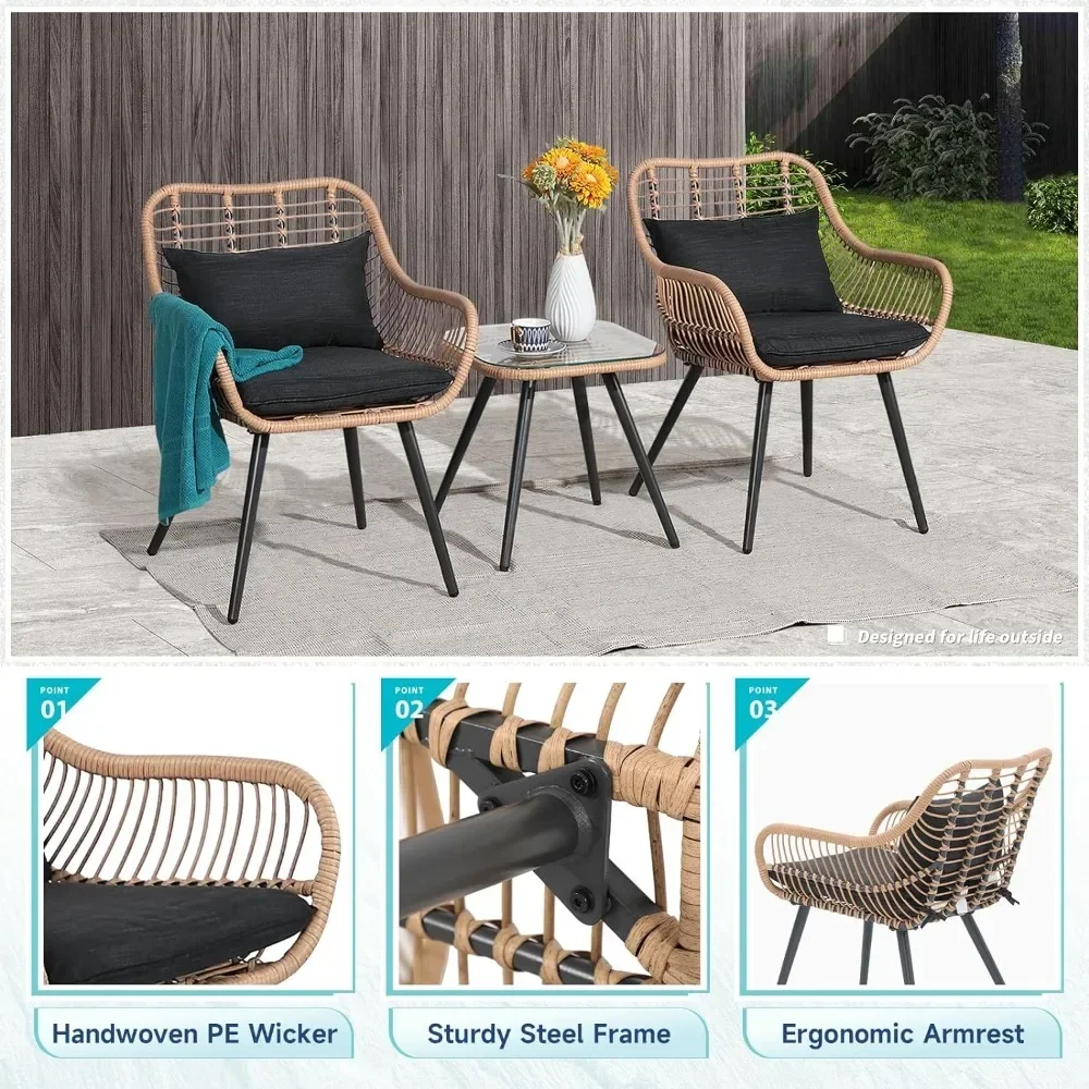 Outdoor Table and Chairs Set, 3 Conversation Sets Balcony Furniture, Outdoor Table and Chairs Set