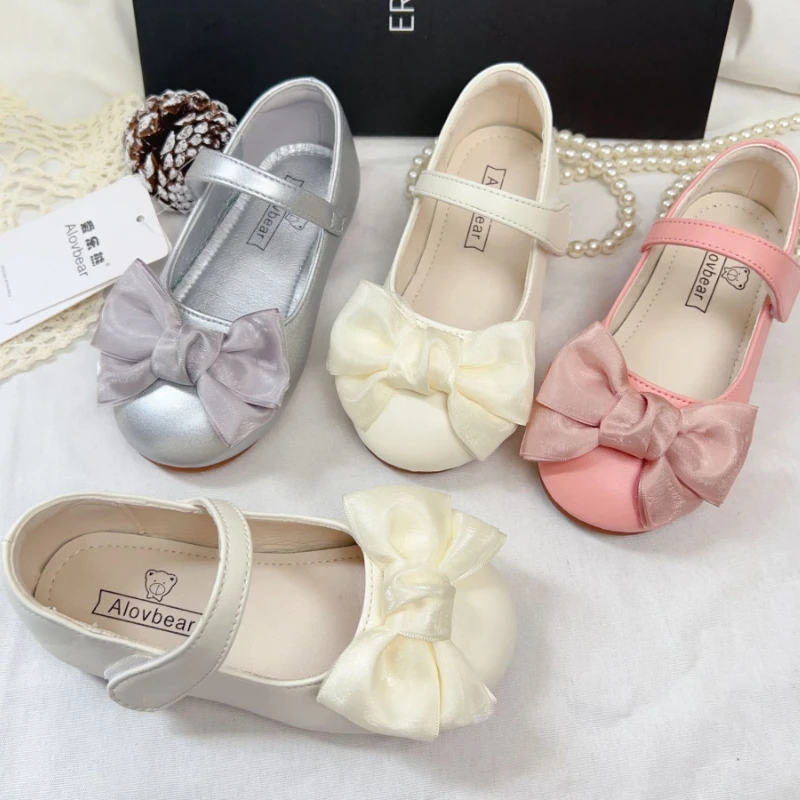 Girl Princess Shoe2026 Spring Autumn New Korean Edition Children's Soft Single Shoe Fashion Girl Party Matching Skirts Bow Shoes