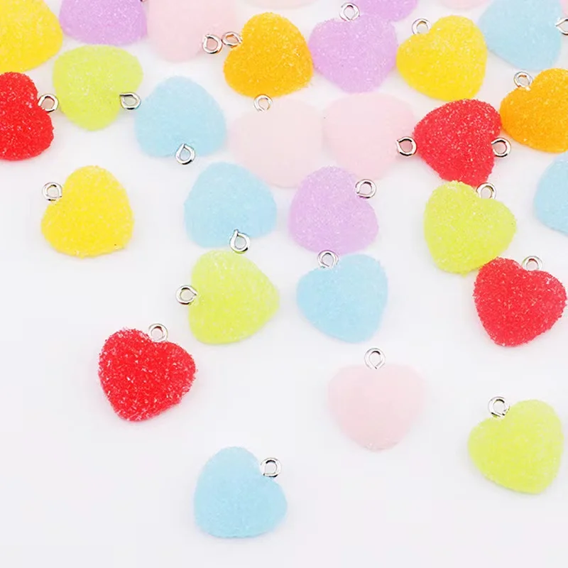 10pcs 16mm Simulation Heart Shape Soft Candy Cute Charms For Pendant DIY Earrings Necklace Jewelry Accessories Finding