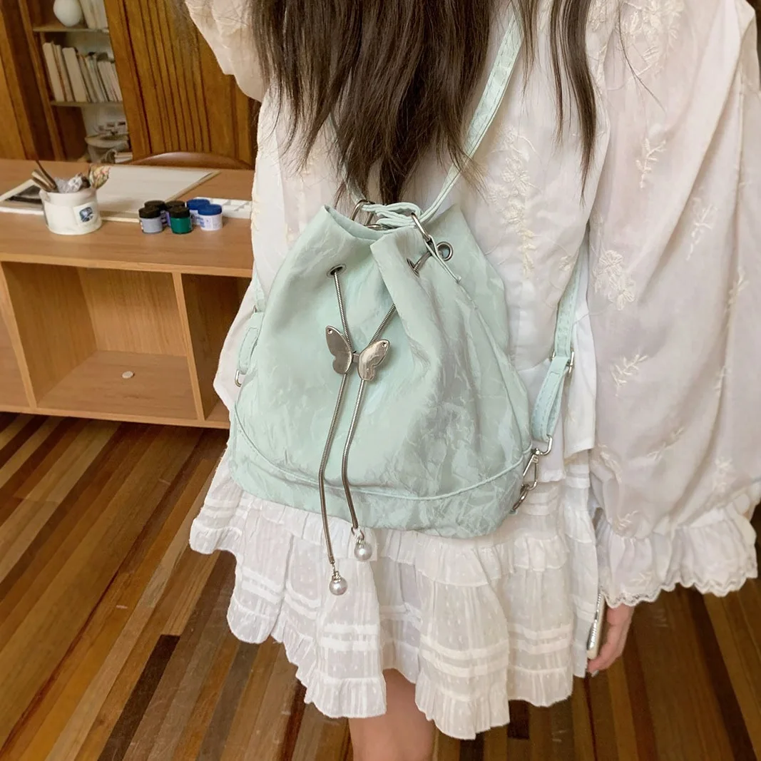 Mint Wave Green Women's Backpack 2026 New Fashion Bucket Bag Versatile INS Single Shoulder Underarm Bag Fitness Men's Backpack