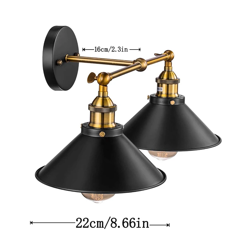 Industrial Wall Light Lamp e27 Vintage Wall Sconce Indoor Lighting Loft Double Head Lights for Bedroom Bedside Living Room