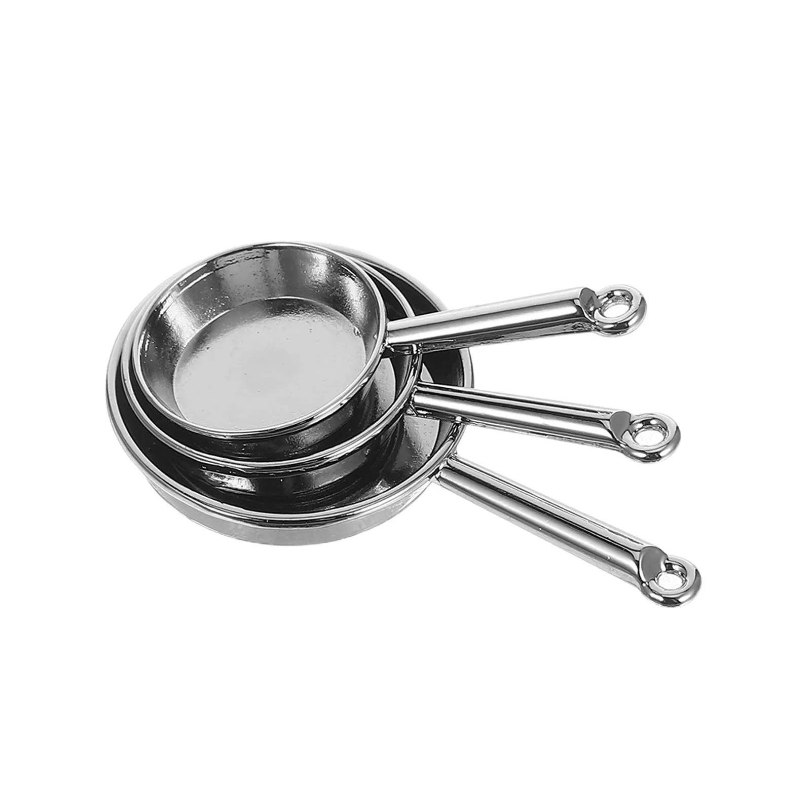 

3pcs Dollhouse Kitchenware Mini Furniture Decoration Set Metal Toy Pans Pretend Play Cooking Accessories Skillet for Miniature