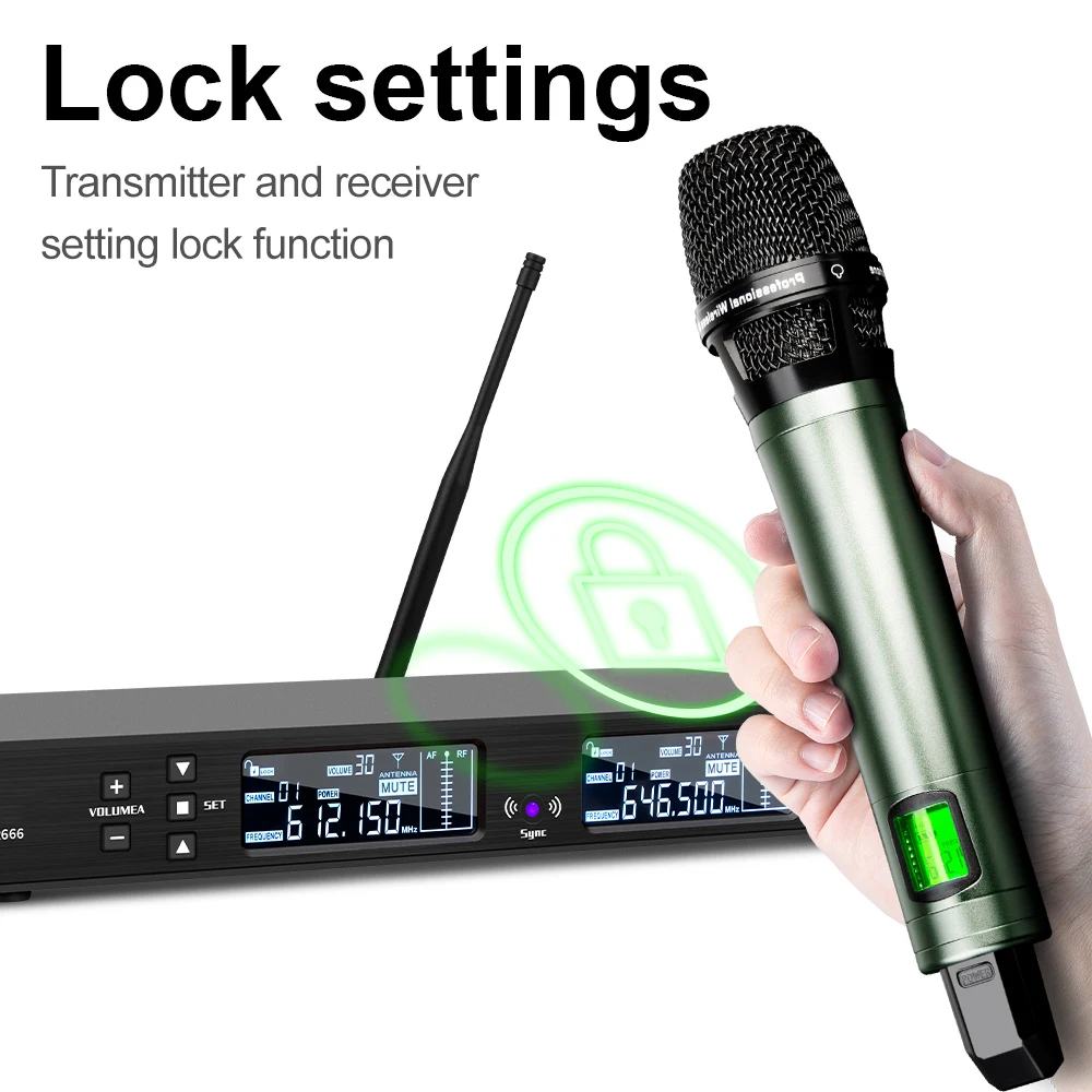 Biner DR666 Professional Portable Handheld Uhf Wireless Microphone System For Singing Karaoke