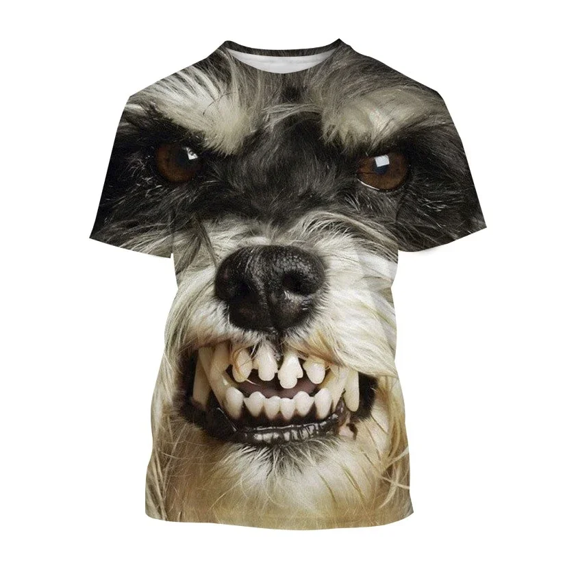 Animal Schnauzer Puppy 3D Print T-shirt Summer Men Woman Casual Cute Dog T Shirts Streetwear Kids Harajuku Tees Top Man Clothing