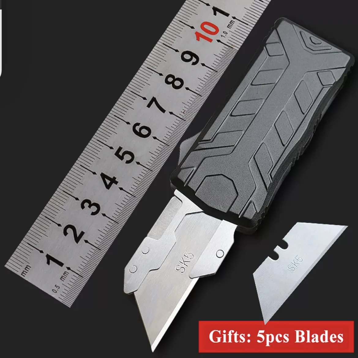 High Quality SK5 Blade Utility Knife Aeronautical Aluminium Handle EDC Outdoor Multitool Tool Paper Sharp Cutter Gift Five Blade