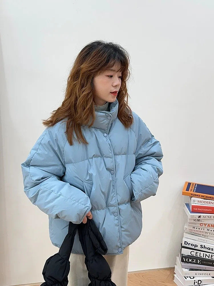 

ort White Du down Jaet Korean Sle Commute Faion Warm Stand Collar Zipper Water Bottle Scorpion Design Slim Fit Coat