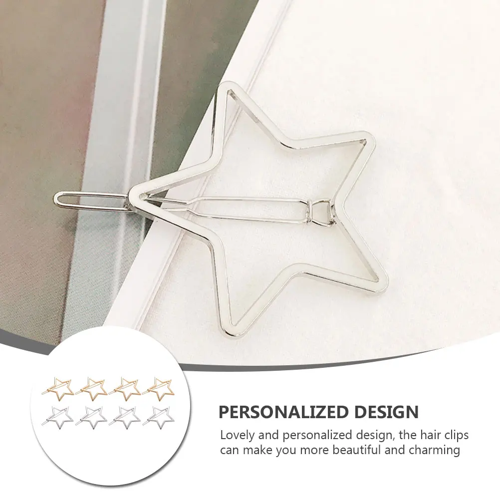 

8 pcs Star Hair Clips Barrettes Shaped Hairpins Strong Durable Accessories For Women Party Celebration Graduation