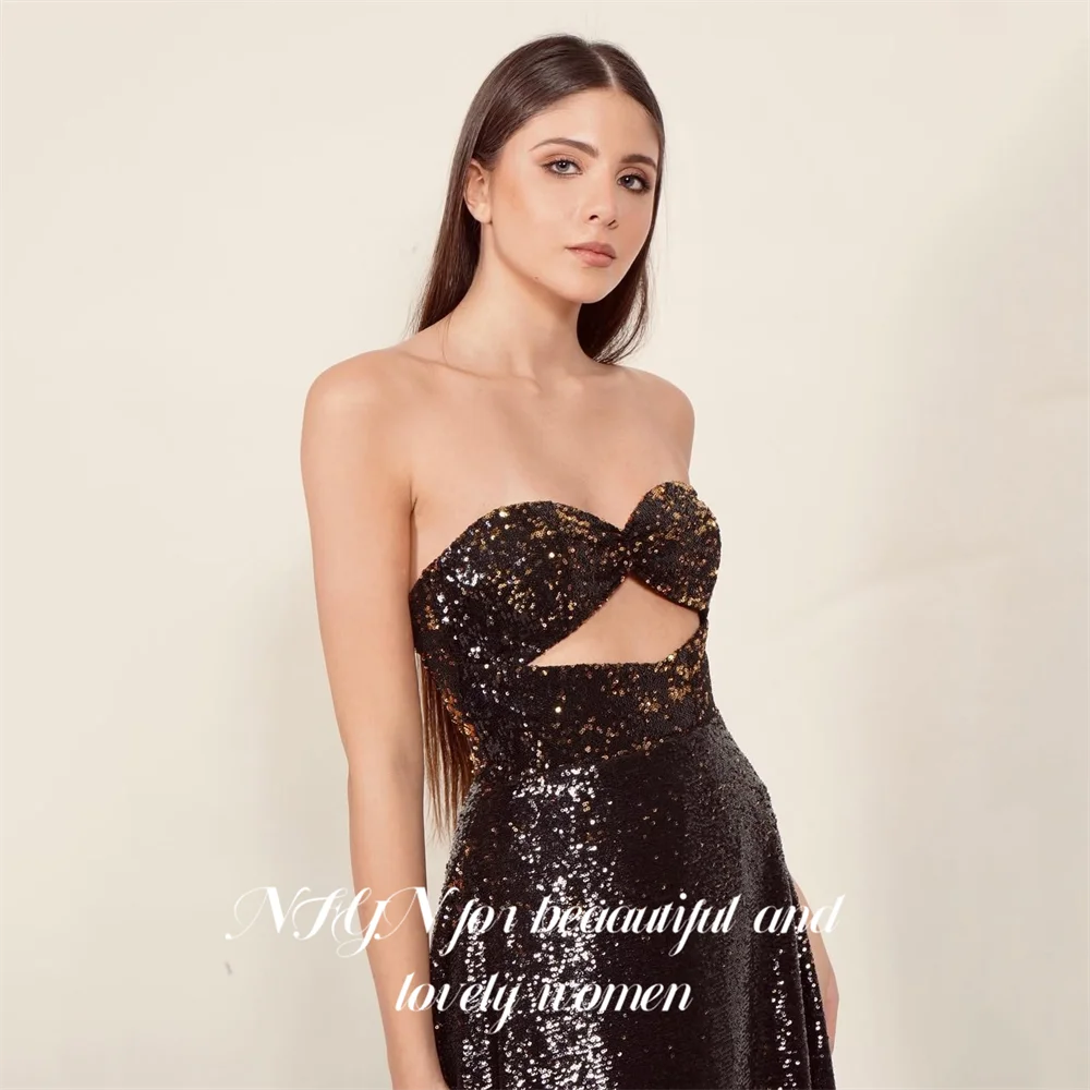 Nfyn vestido formal sem mangas, coração, lantejoulas, vestidos de baile, sereia, vestidos de noite com corte, vestido de baile para mulheres personalizado