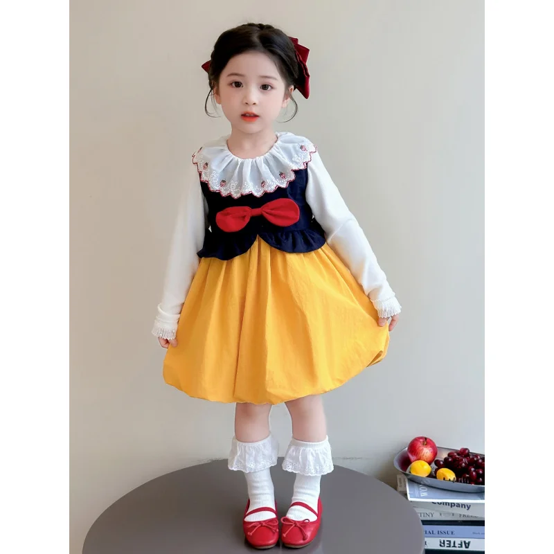 

Girls Princess Dress Set2025Spring and Autumn New Style Little Girl Children's Doll Shirt Dress Two-Piece Set