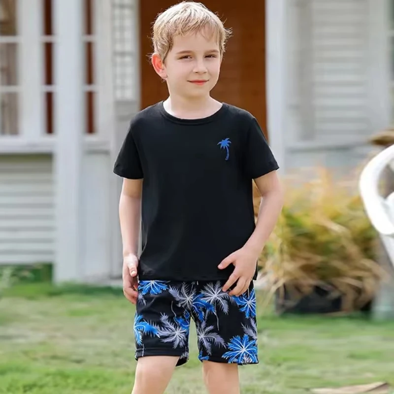 

Children's Set Holiday Seaside Leisure Short Sleeve Coconut Tree 3D Print Boys Clothes Outdoor Comfortable Children's Clothing