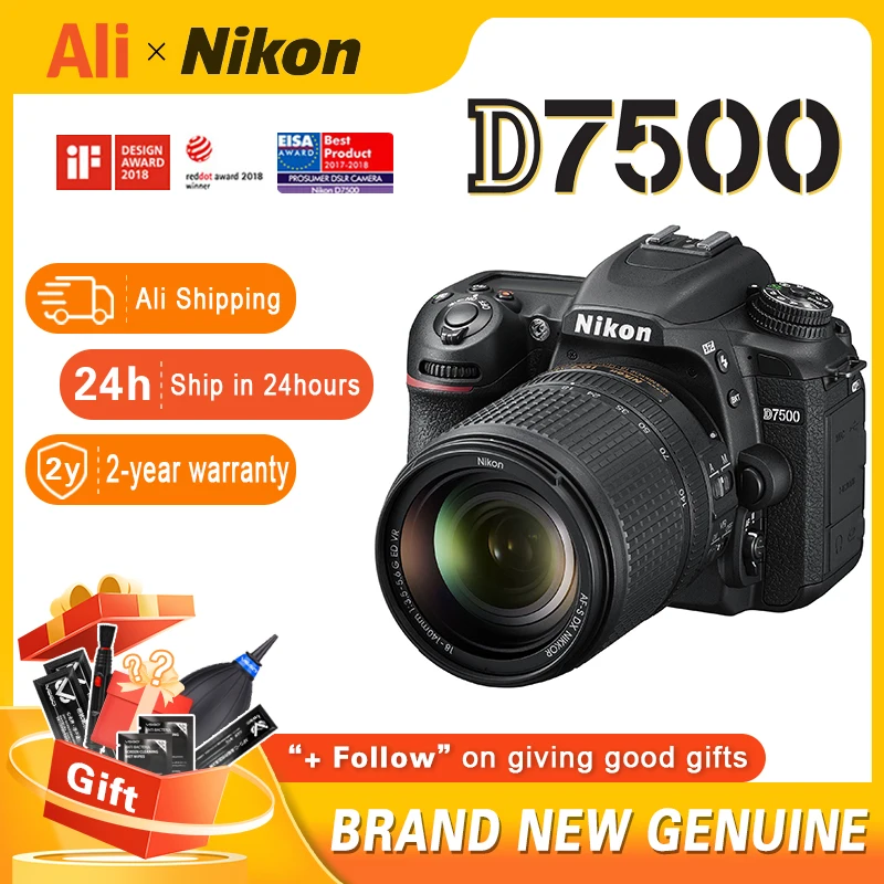 Nikon D7500 DX DSLR Camera 4K Professional Video Digital Cameras optional AF-S DX NIKKOR18-140 or 18-200 F3.5-5.6G ED VR II lens