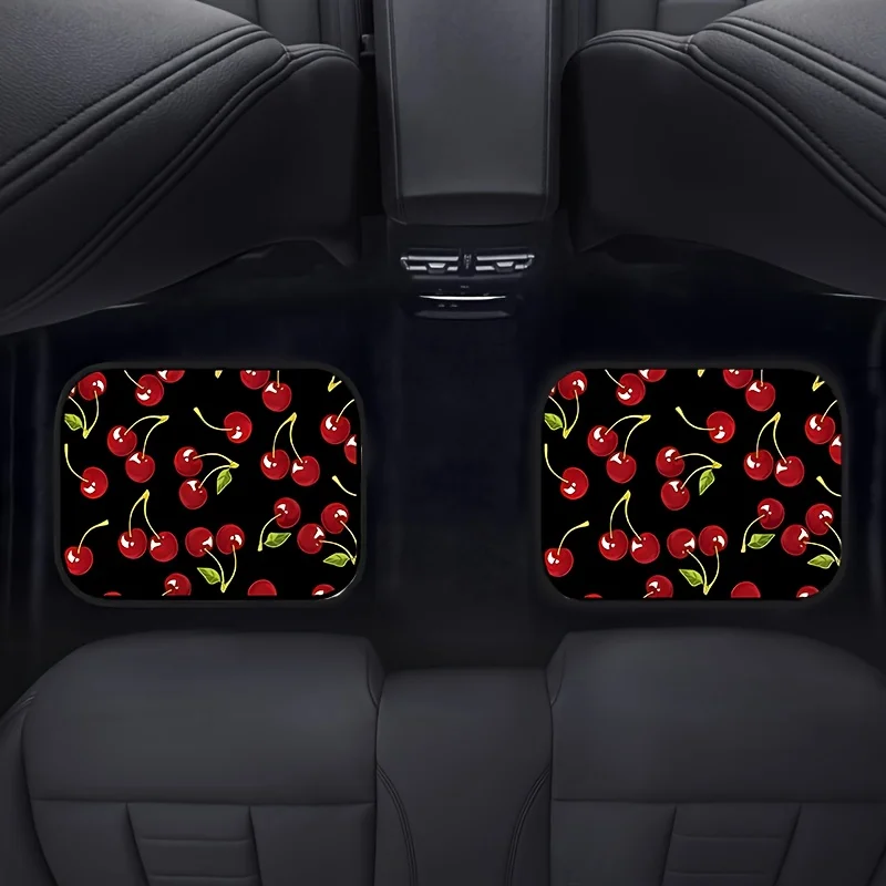 4pcs Car Floor Mats With Lychee Pattern Design, Suitable For All Vehicle Models, Polyester Material, Stylish & Durable, Easy To
