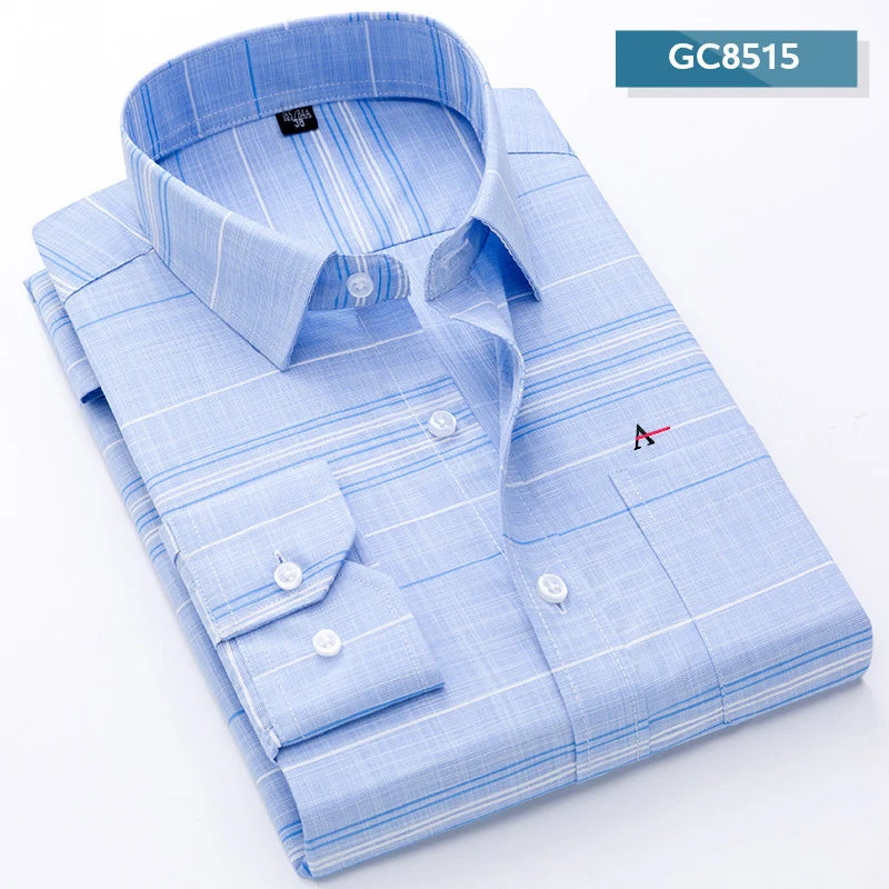 

2022 Nova marca camisas dos homens de manga longa formal clássico xadrez casual macio confortável único botão bols camisas